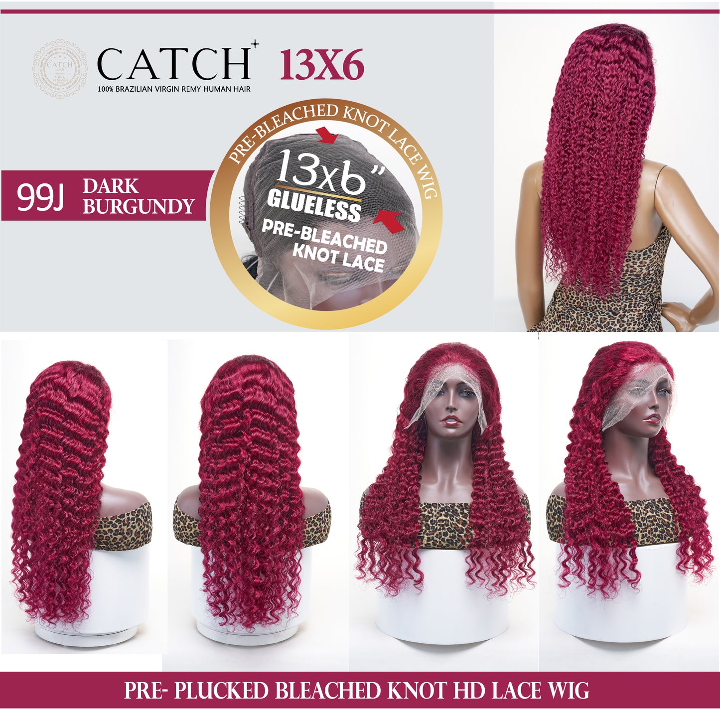 13x6 Lace Wigs Pre Bleached Knot HD Lace Front CRIMP DEEP CATCH