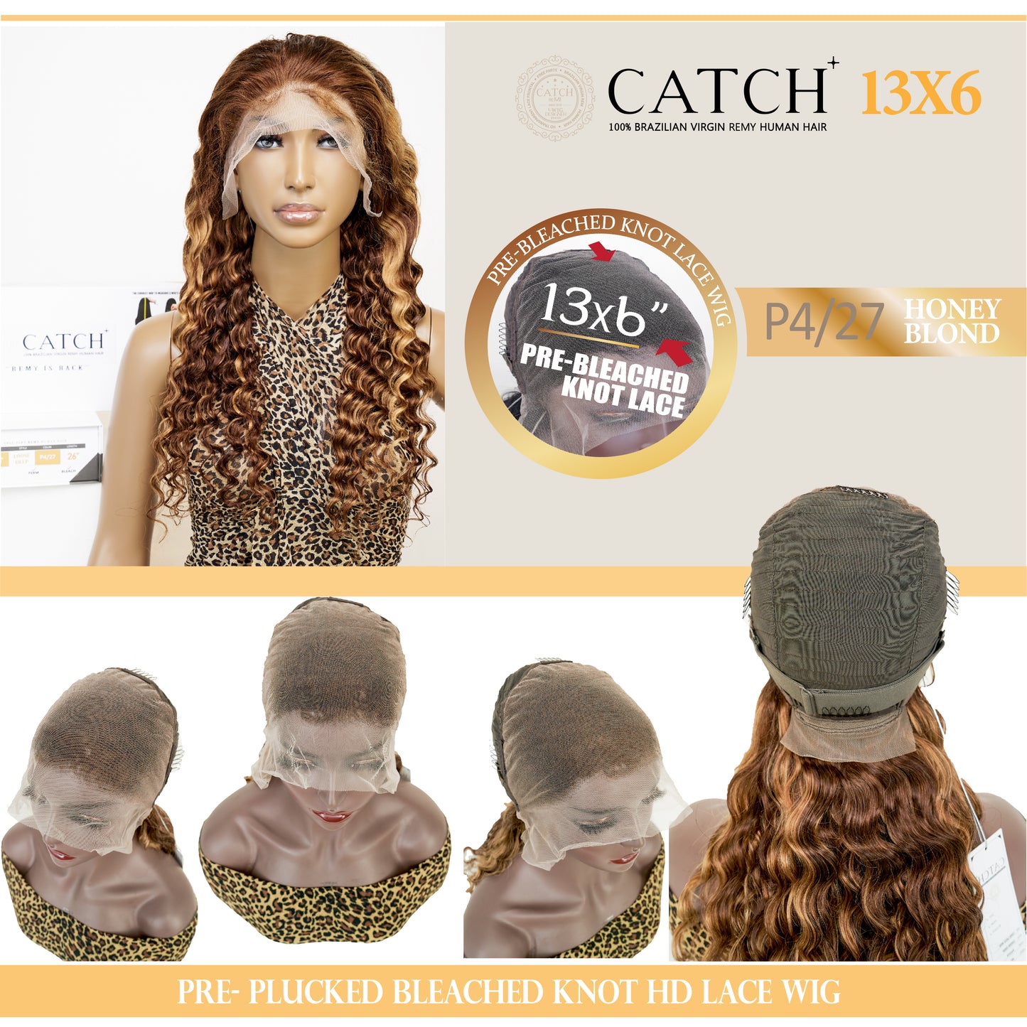 13x6 Lace Front Wigs Human Hair Loose deep Pre Bleached Knot HD Lace Front
