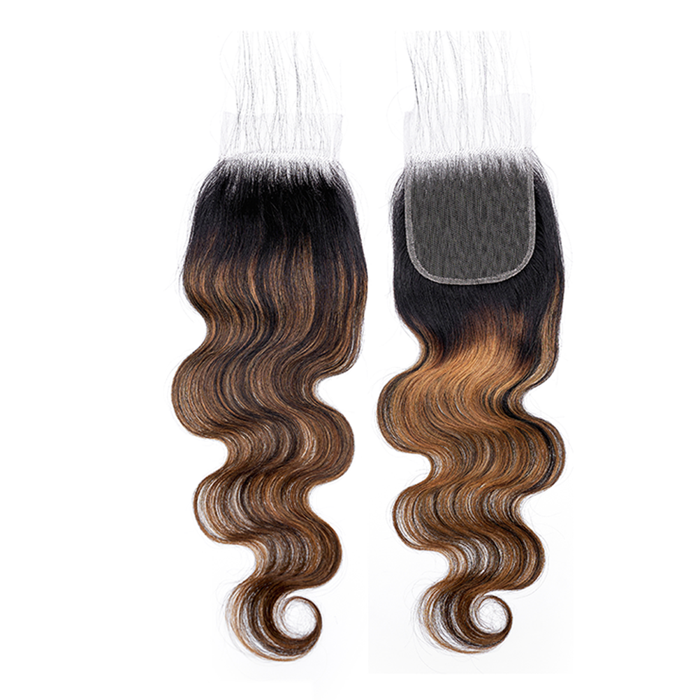 15A Body Wave 4x4 Lace Closure Free Part, Ombre Brazilian Virgin 100% human hair Closure Free Part Remy Body Wave