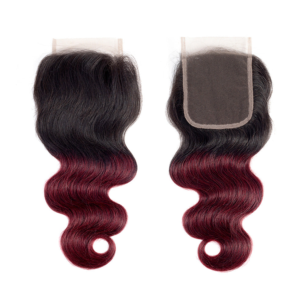 15A Body Wave 4x4 Lace Closure Free Part, Ombre Brazilian Virgin 100% human hair Closure Free Part Remy Body Wave